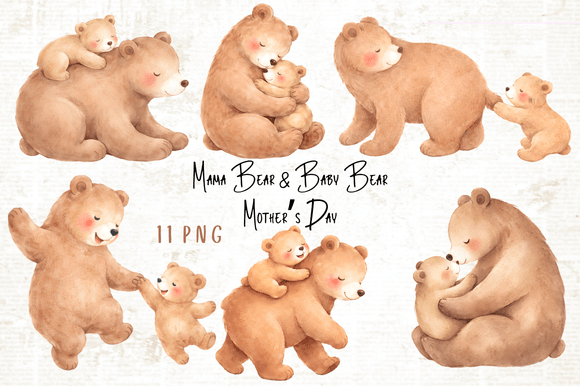 Download Mama Bear &amp; Baby Bear Mother’s Day PNG - Mama bear Collection