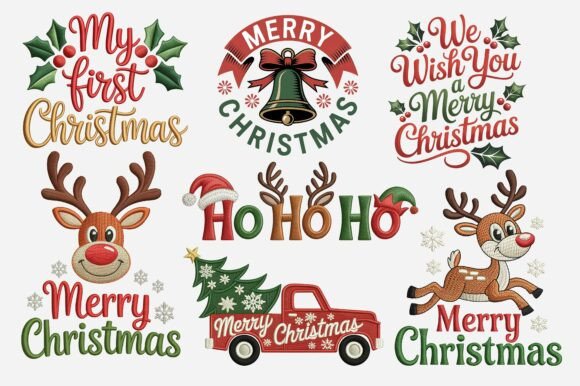 Download Embroidery Merry Christmas Saying Bundle - Premium Resources